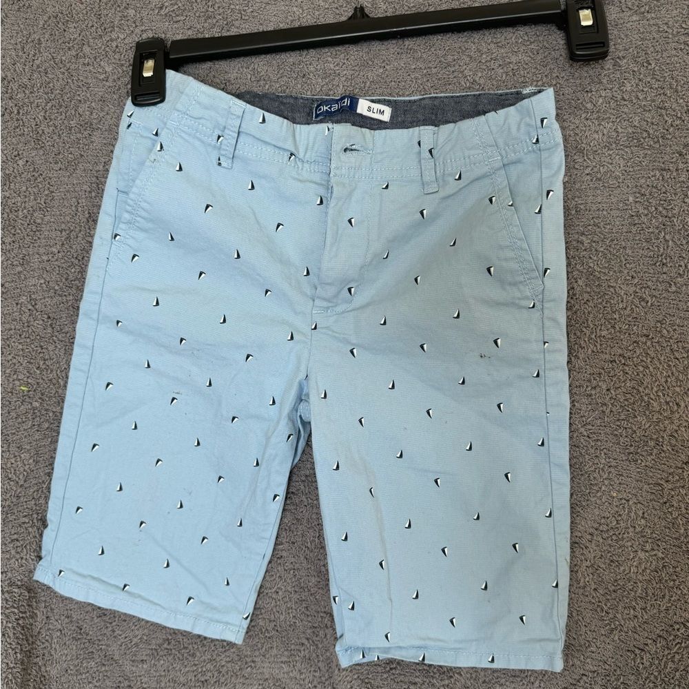 Okaidi light blue shorts for boys with sailboat detail 10y slim adjustable
